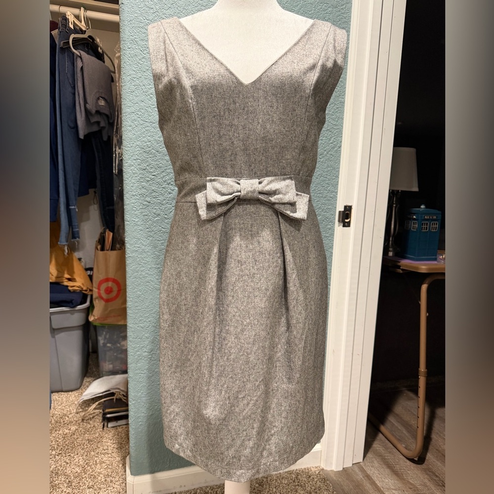 Monteau Gray Midi Dress with Bow Accent